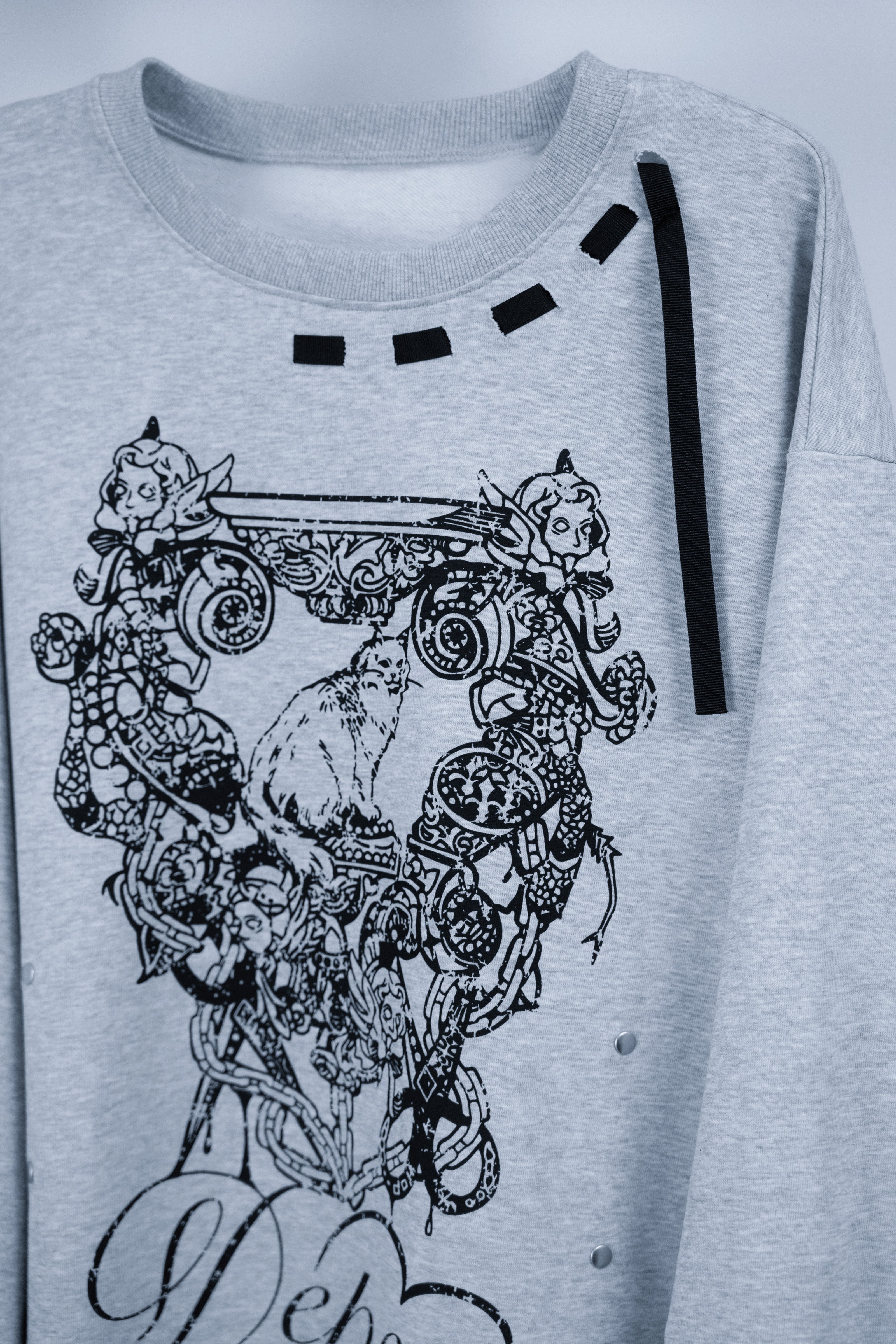 doll cat ribon sweat gray