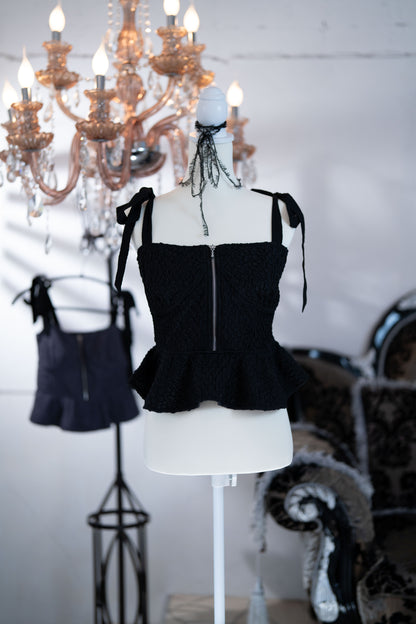 dd shoulder ribbon bustier black