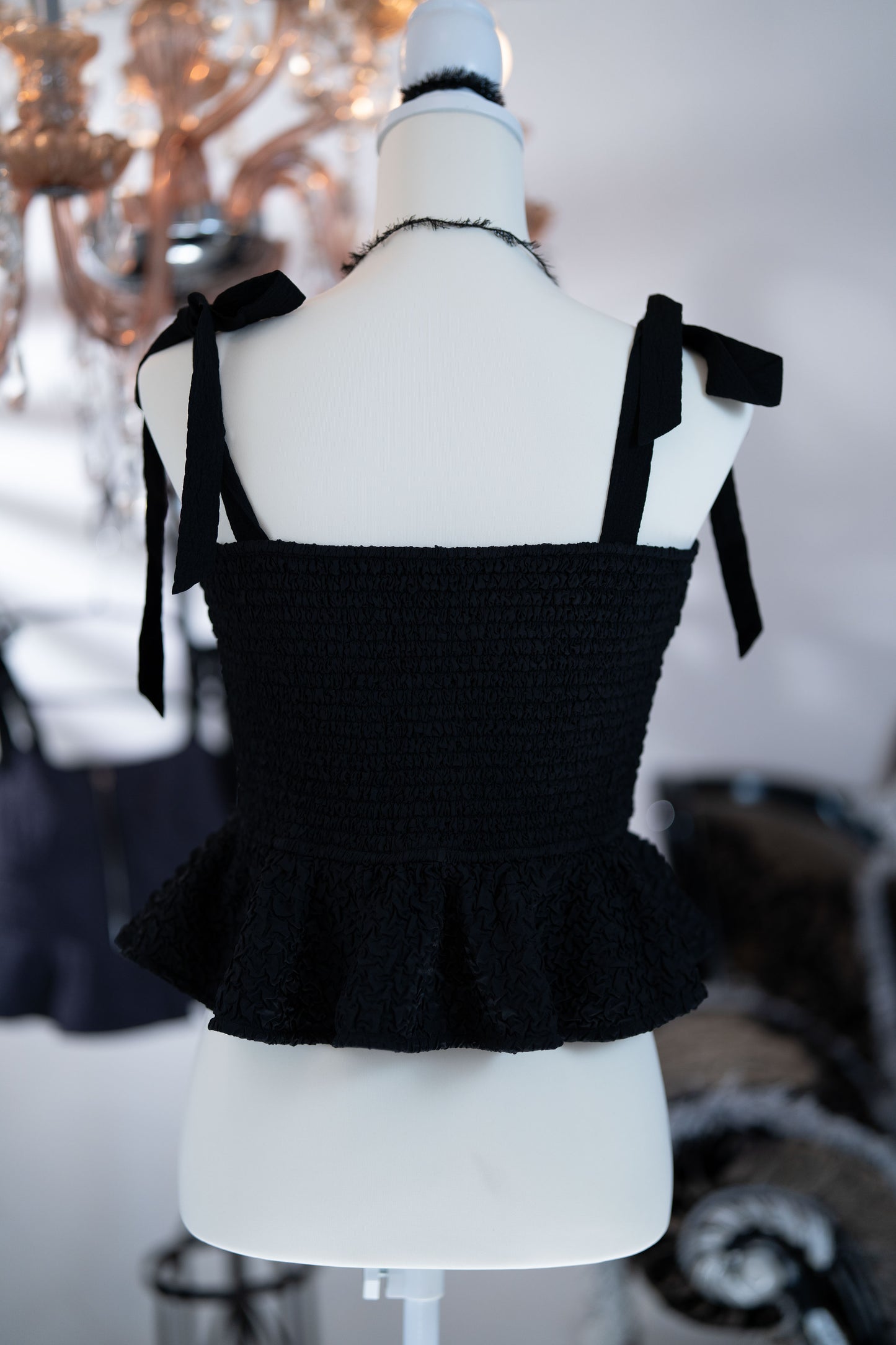 dd shoulder ribbon bustier black