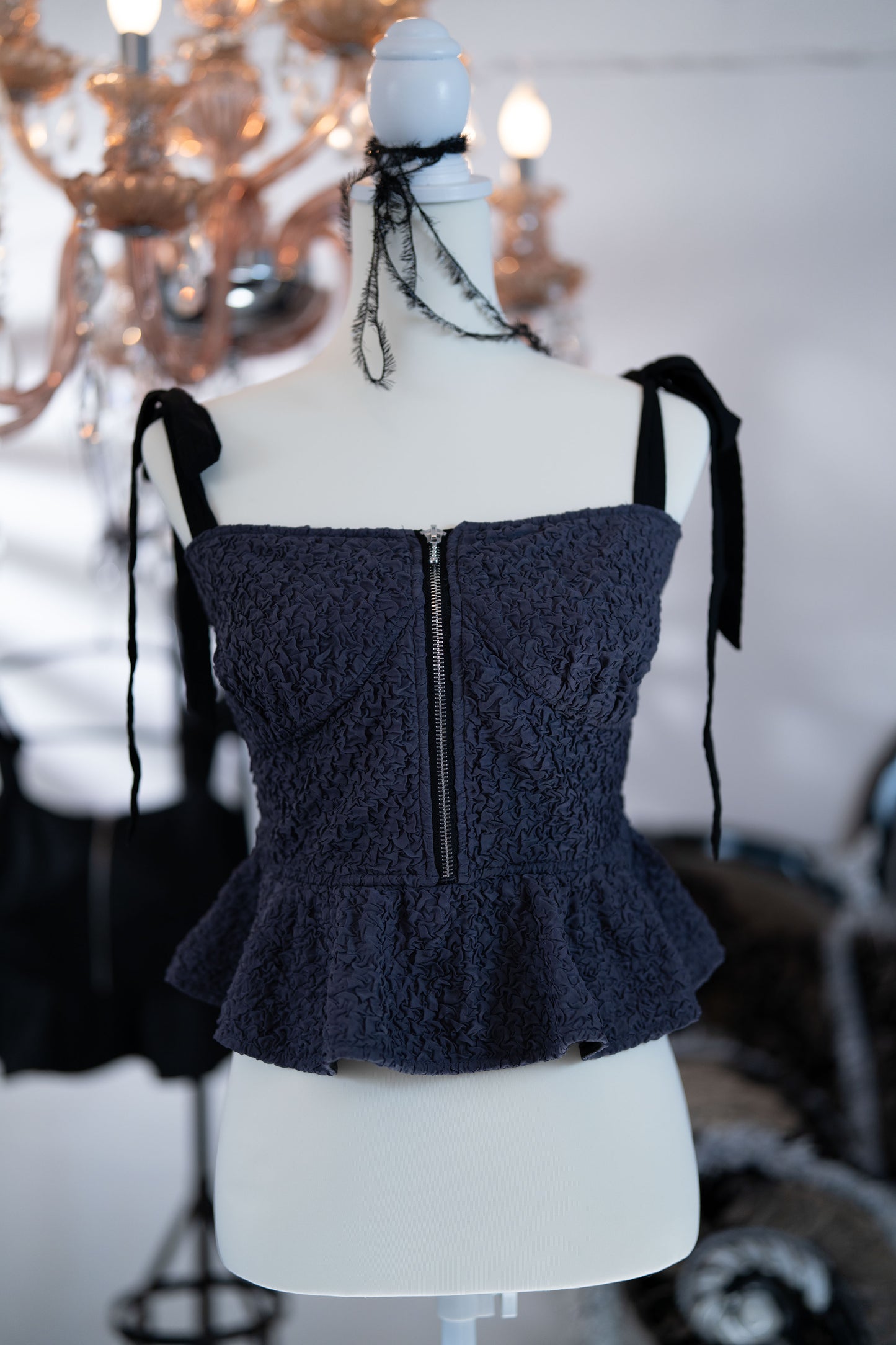 dd shoulder ribbon bustier purple