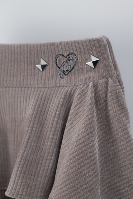 frill knit setup brown