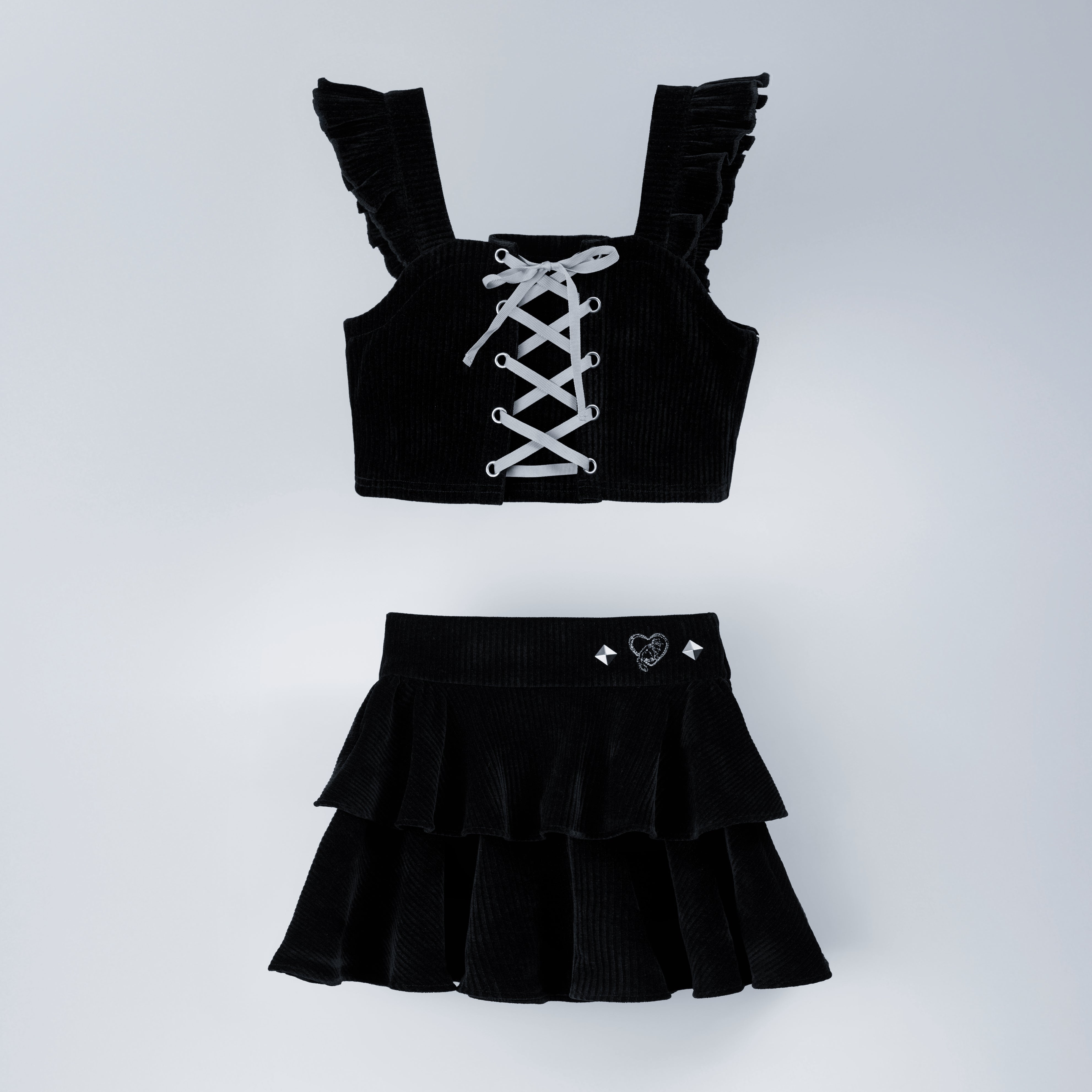 frill knit setup black