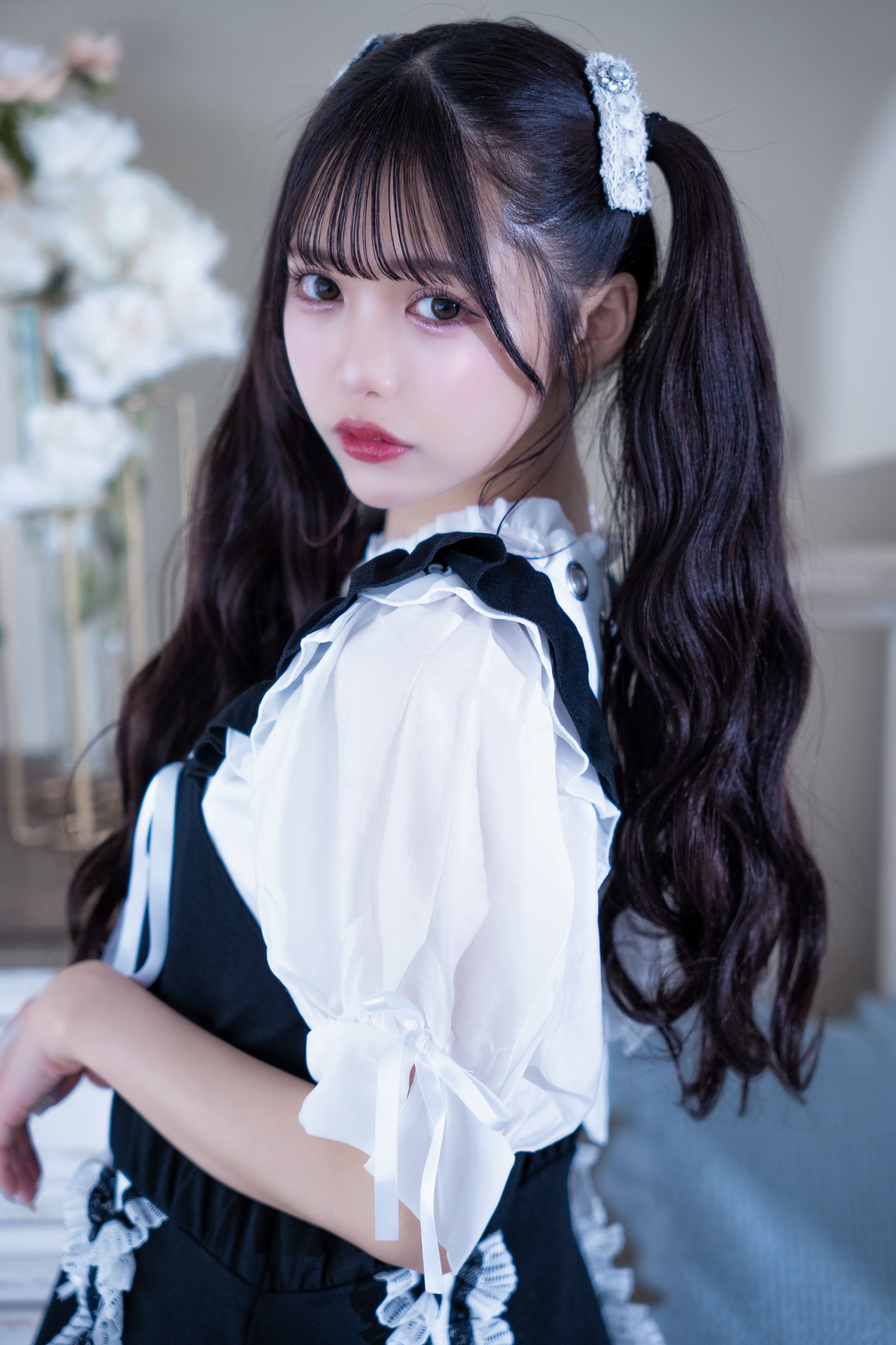 doll race ribbon tunique black