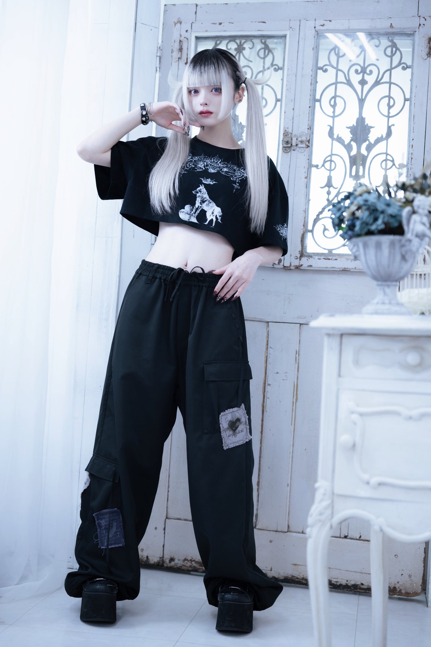 dd patchwork cargo pants black