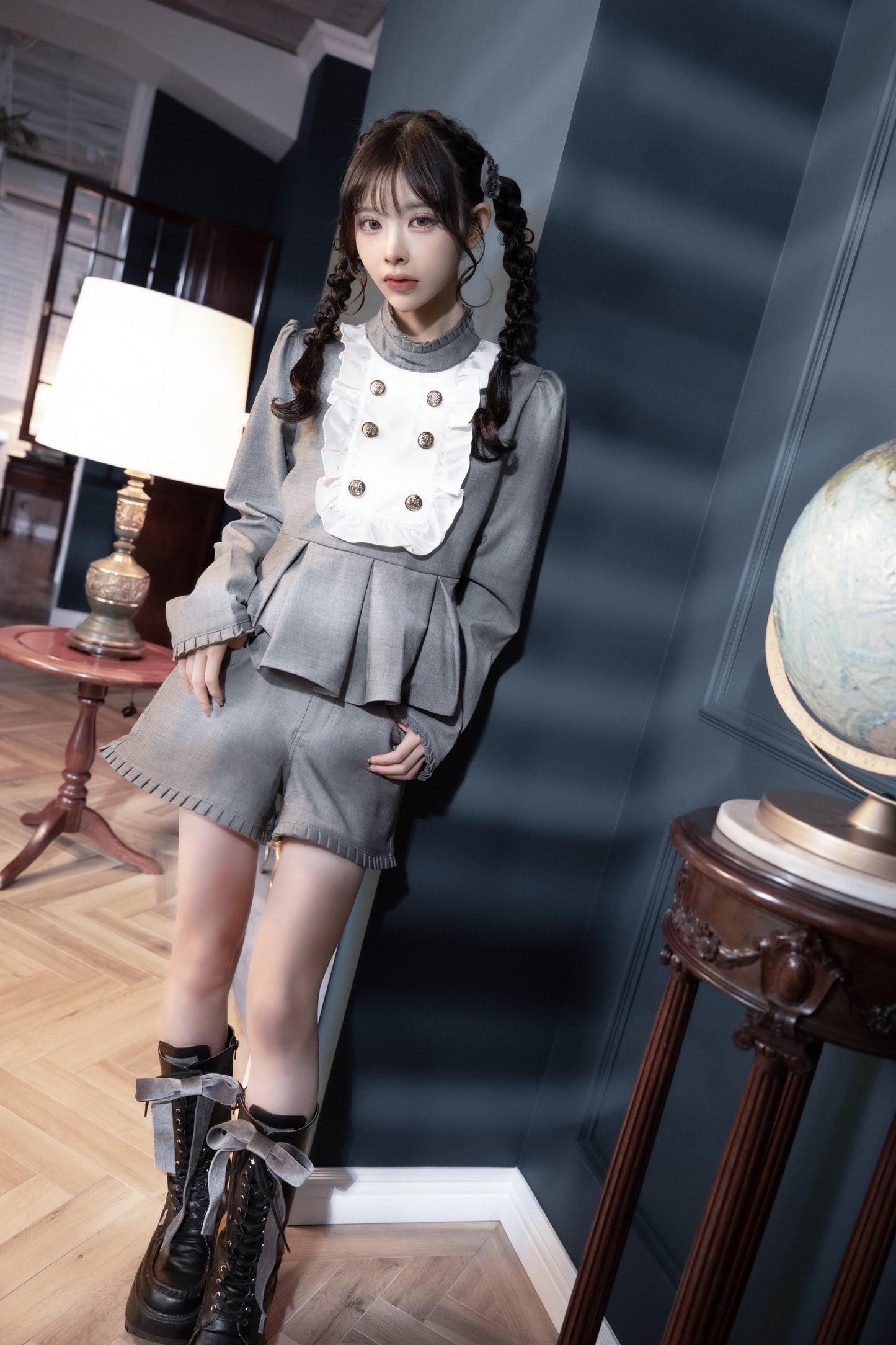 doll peplum jacket light gray