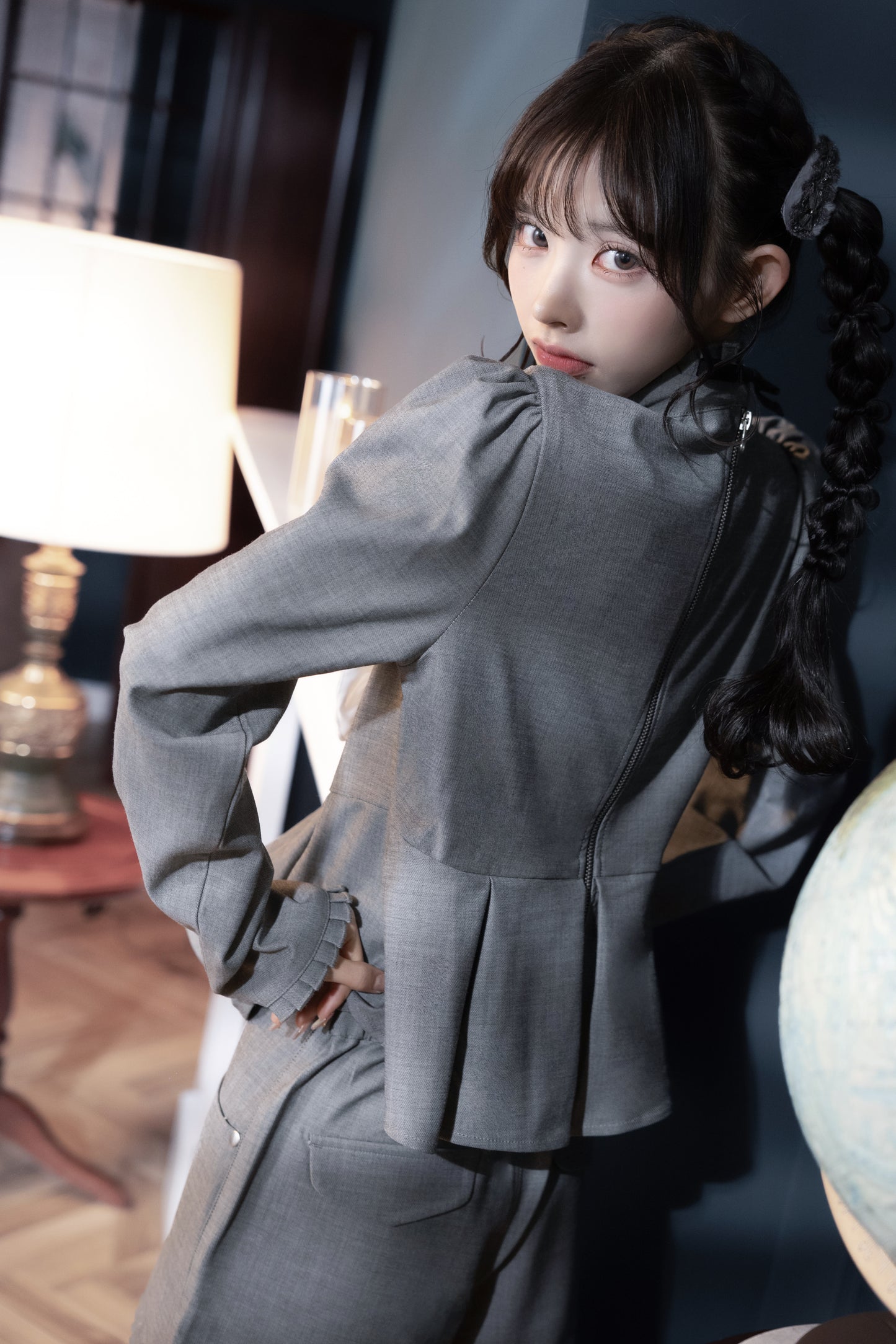 doll peplum jacket light gray