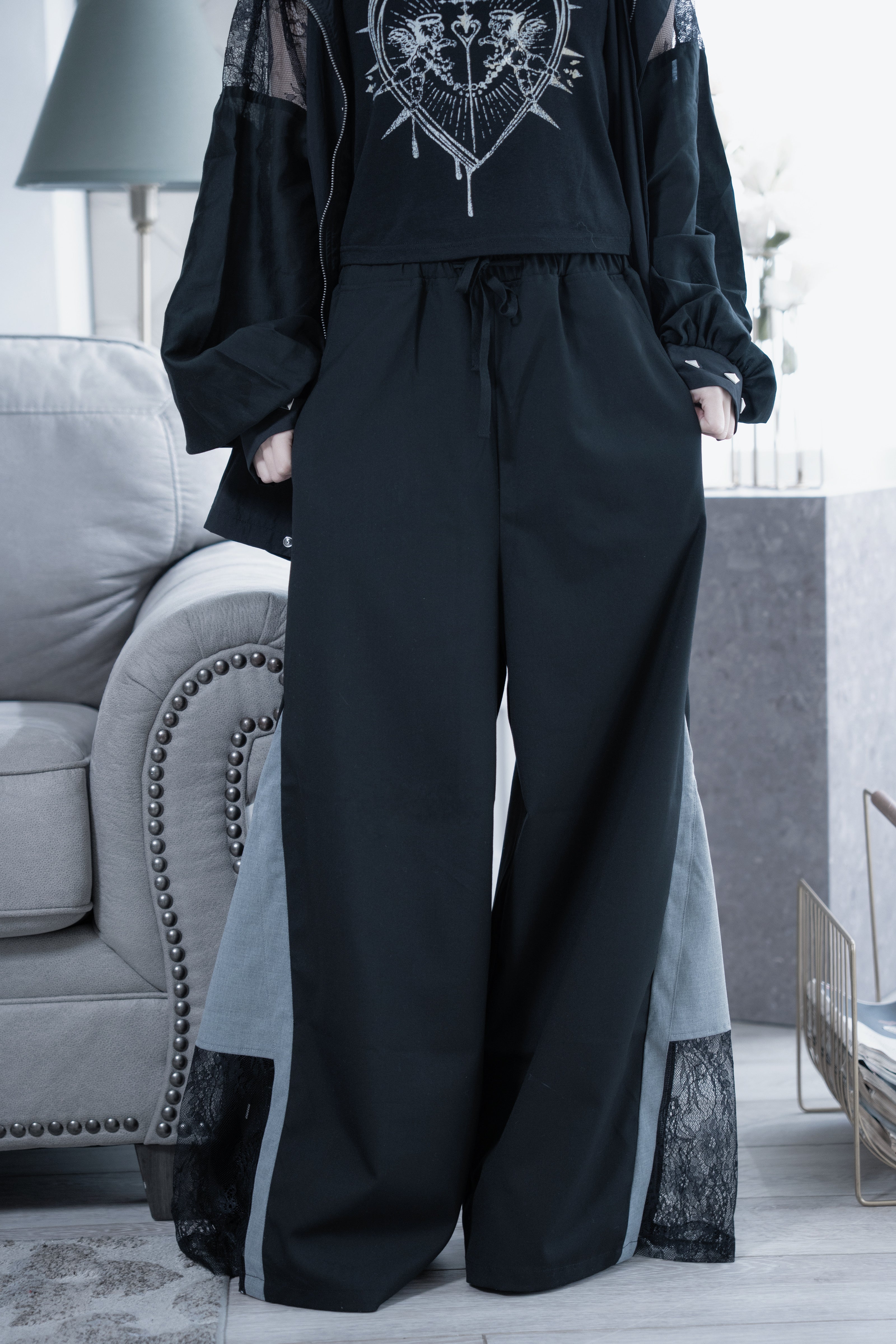 bicolor doll race pants black