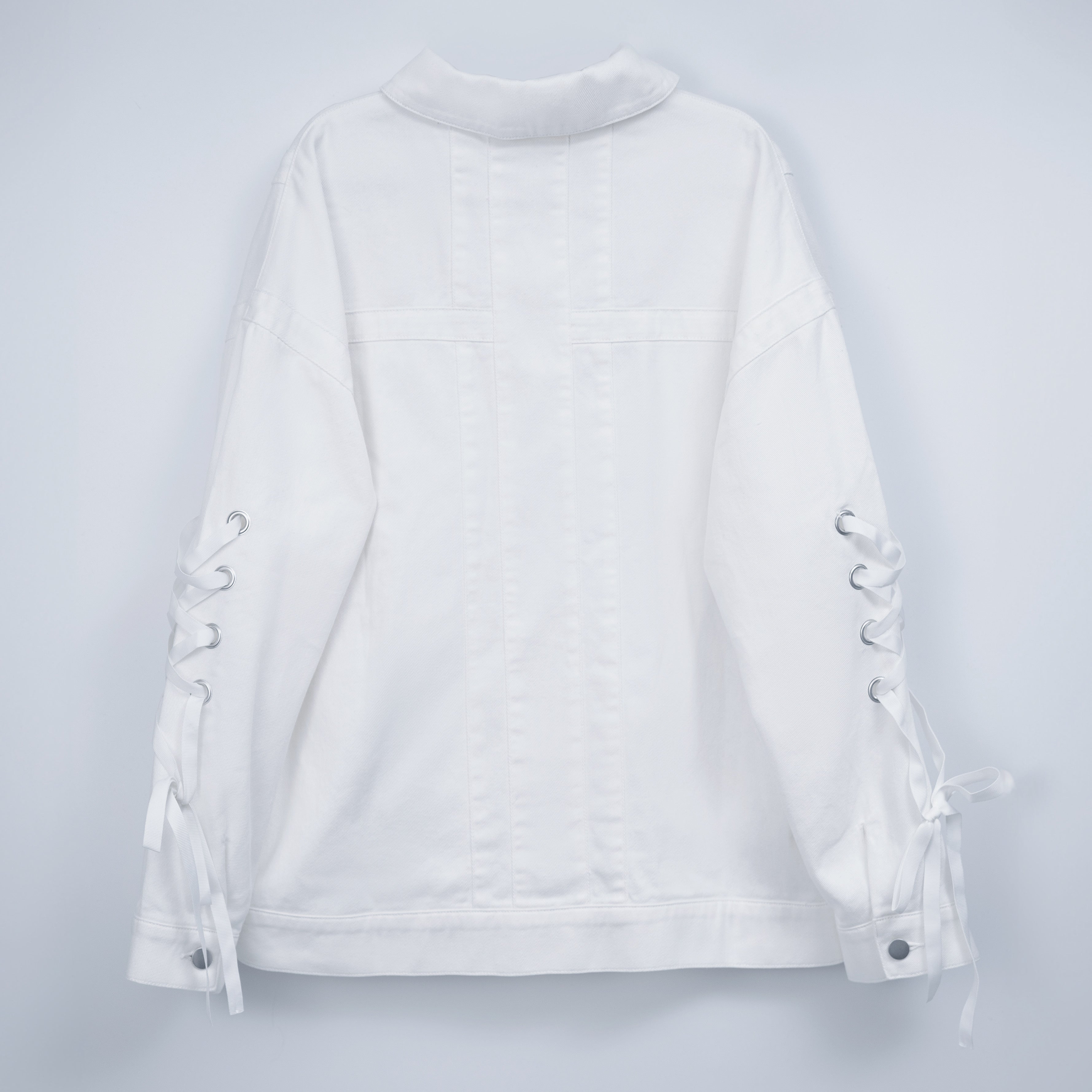 dd denim ribbon jacket white
