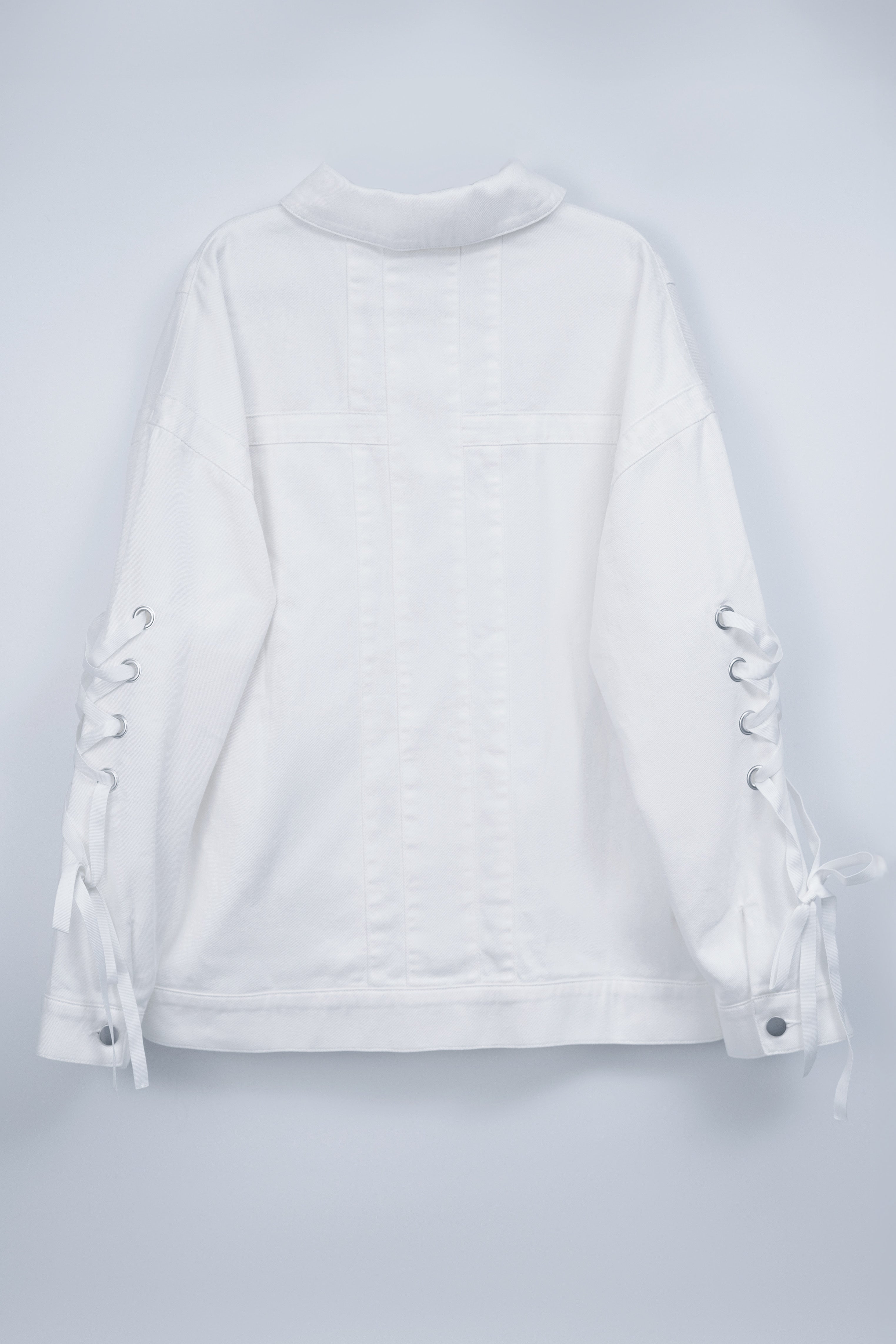dd denim ribbon jacket white
