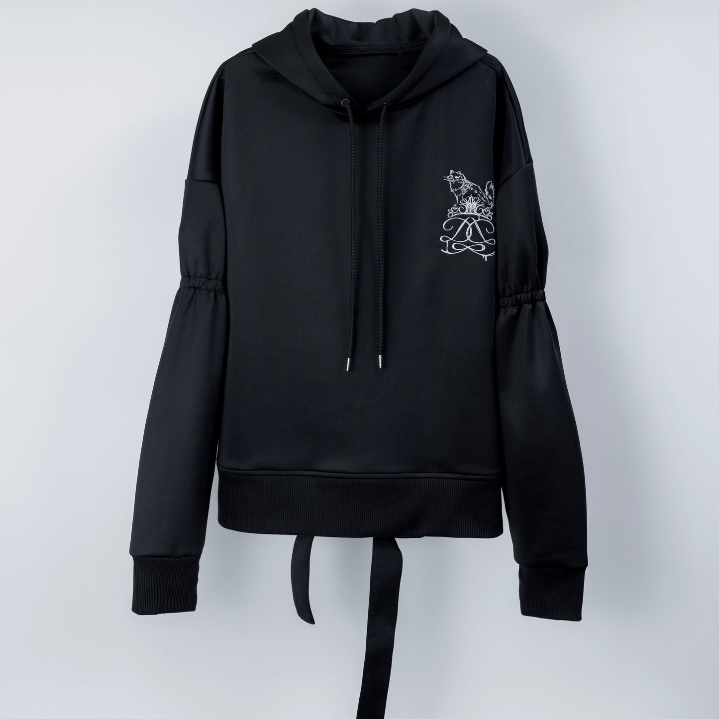 dd back ribon hoodie black