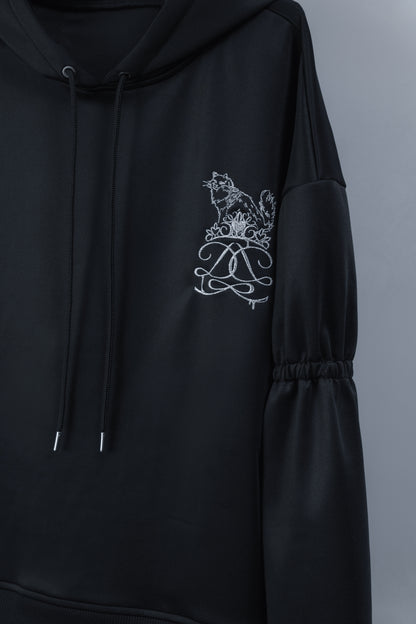 dd back ribon hoodie black