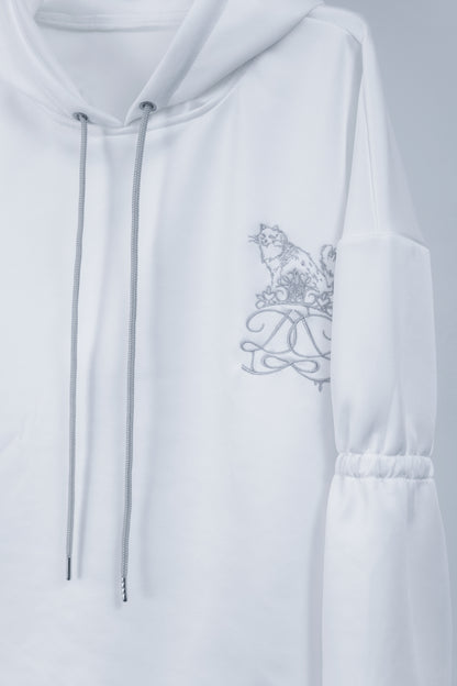 dd back ribon hoodie white