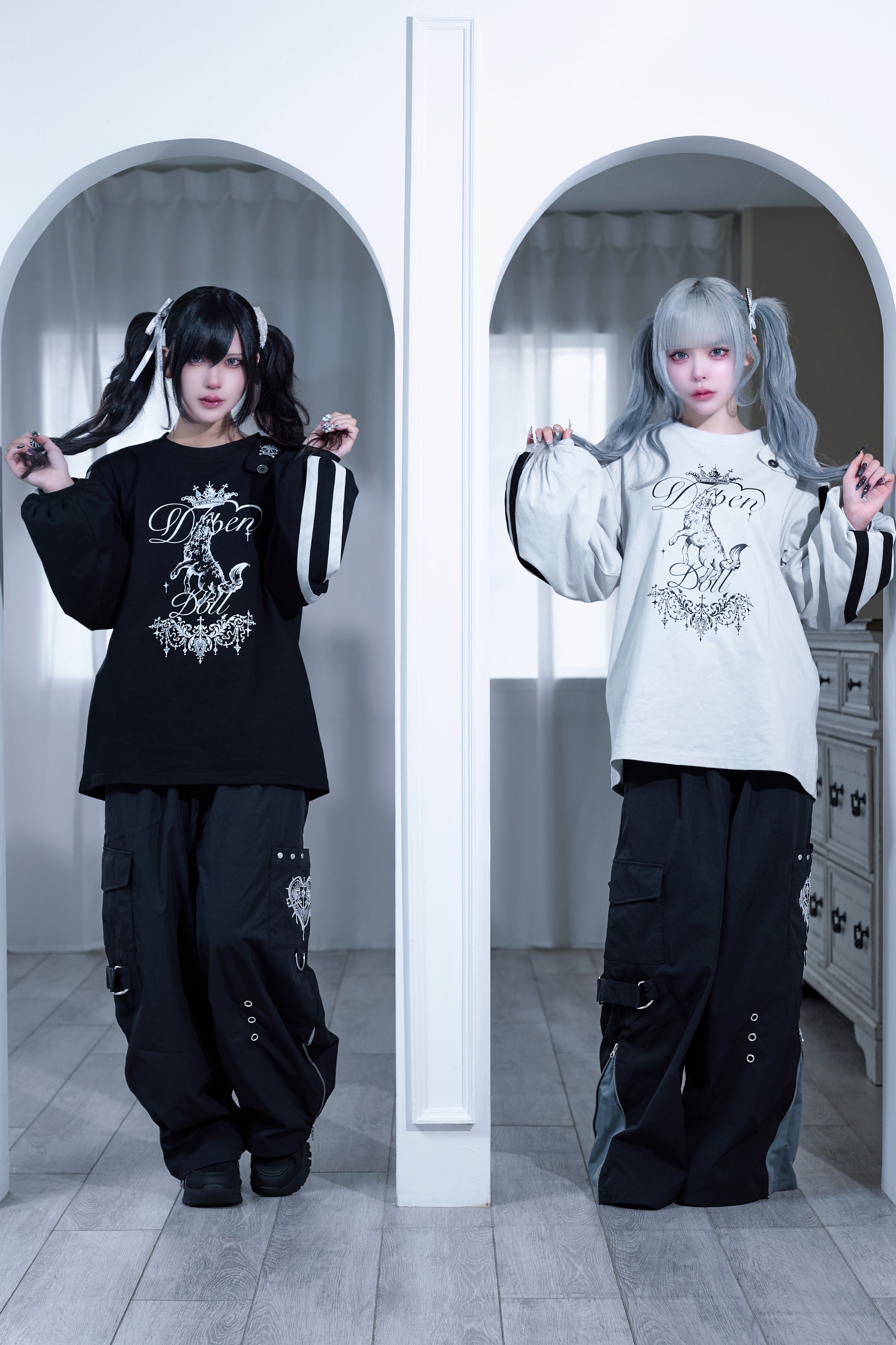 dd wolf crown line Tee gray