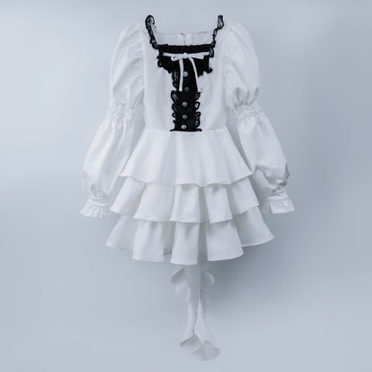 doll ruffle puff one piece white