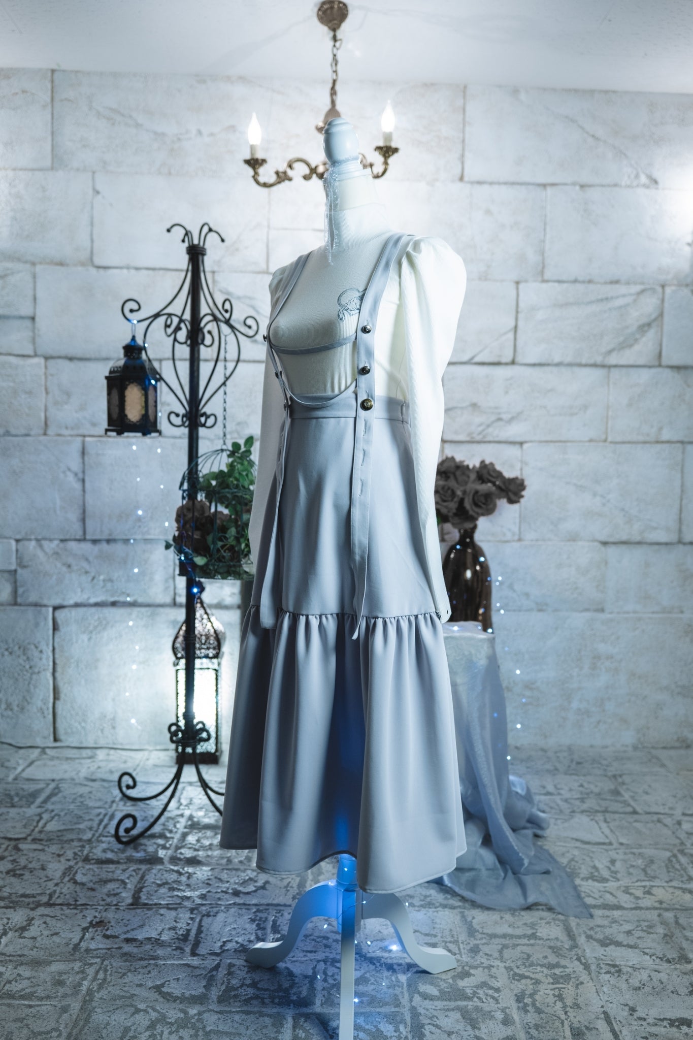 dd suspender skirt light gray