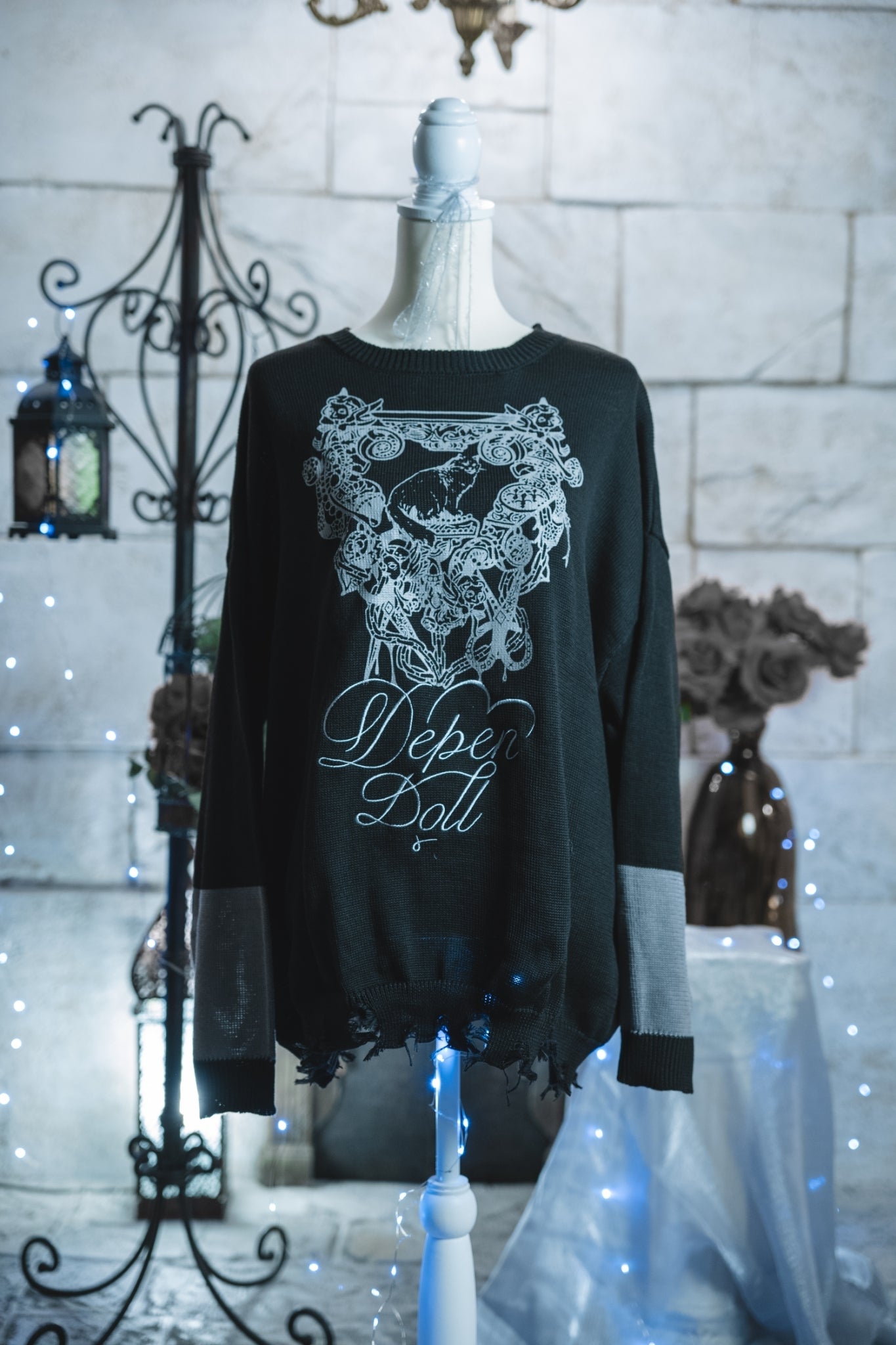 dd cat knit sweater black