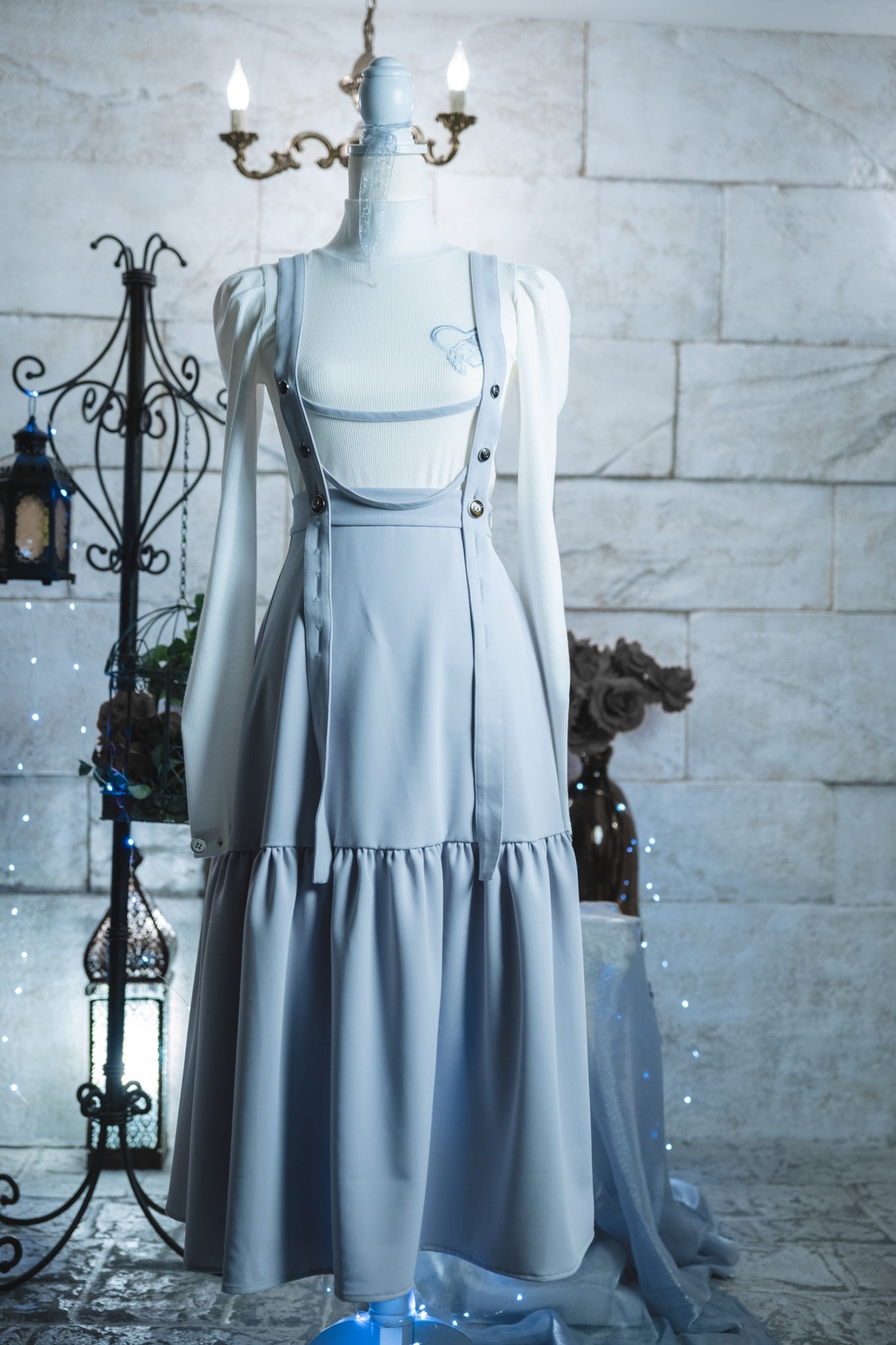 dd suspender skirt light gray