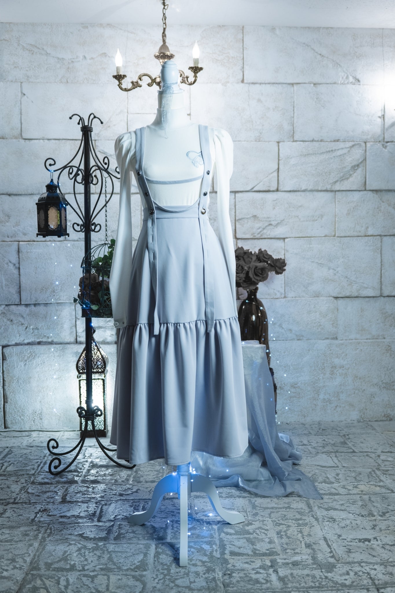 dd suspender skirt light gray