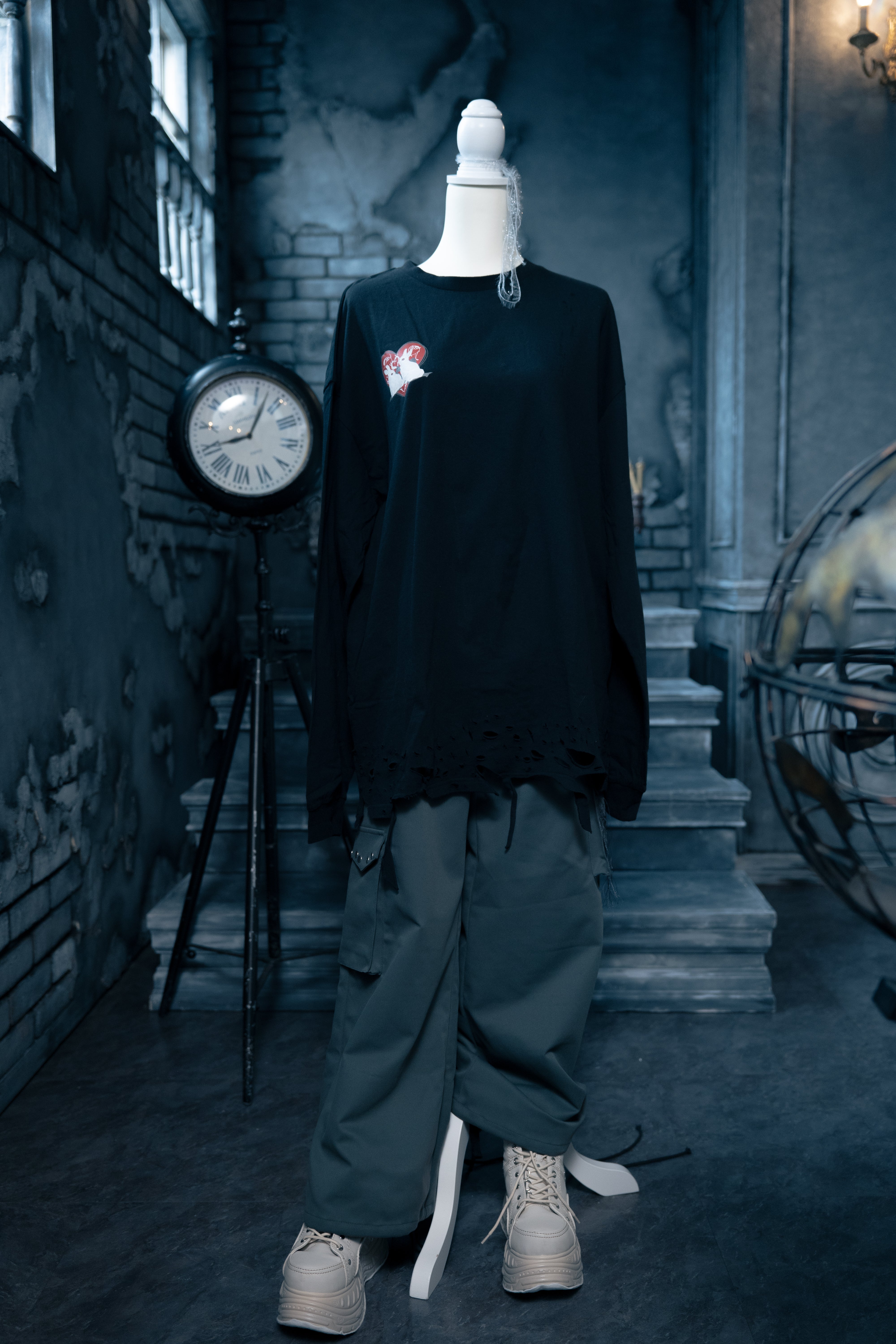 dd studs belt pants gray