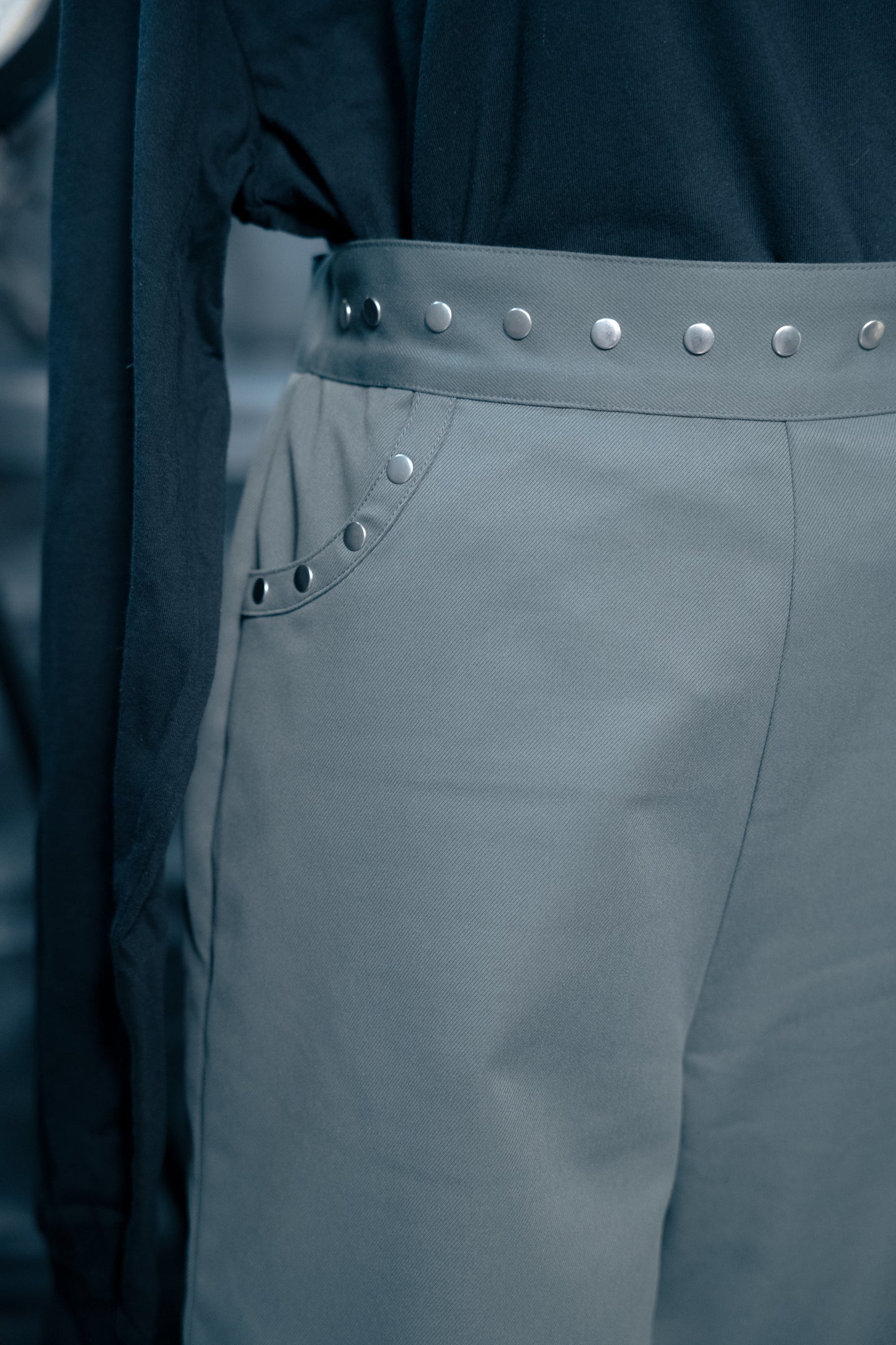 dd studs belt pants gray