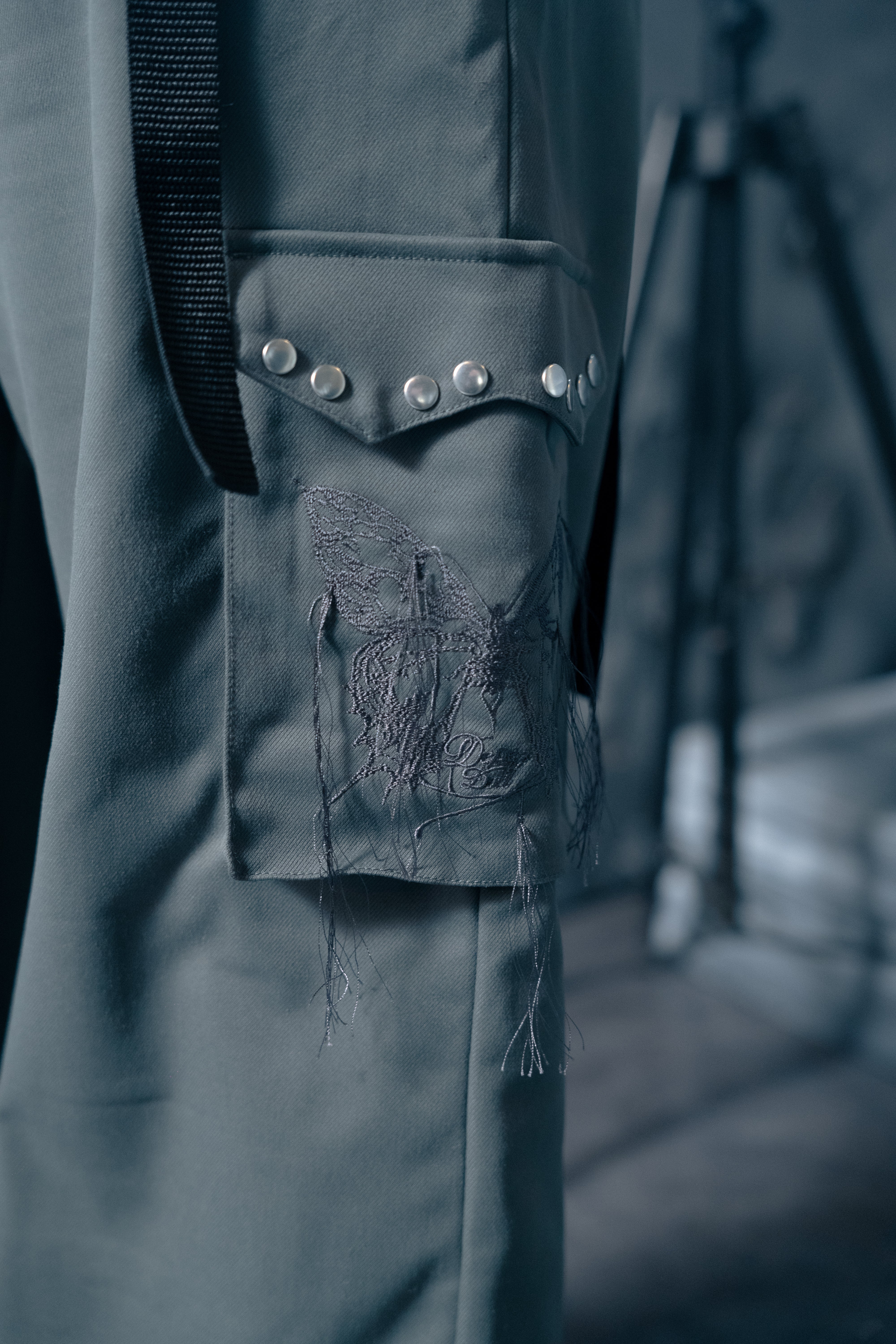 dd studs belt pants gray