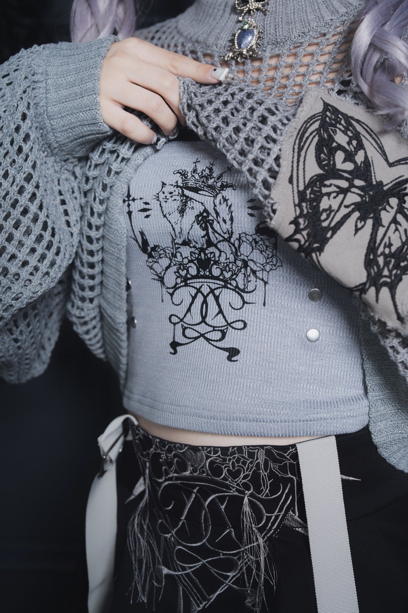 トップス dependoll dd damage knit best gray dd damage knit best gray